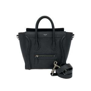 CELINE Luggage Nano Shopper Leather 2-way Handbag/Shoulder Bag/Mini Tote Bag,...
